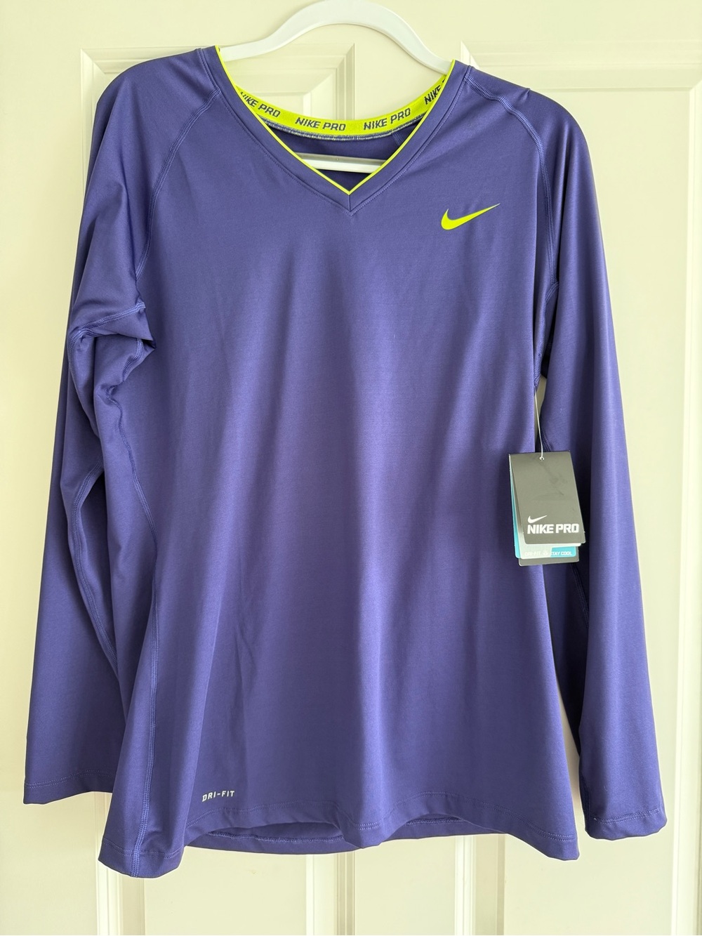 Nike Purple Athletic Top with Neon Yellow Trim Women’s Size XL